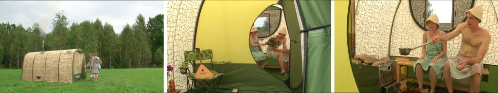 Sauna Zelt im Freien mit Holzfeuerung